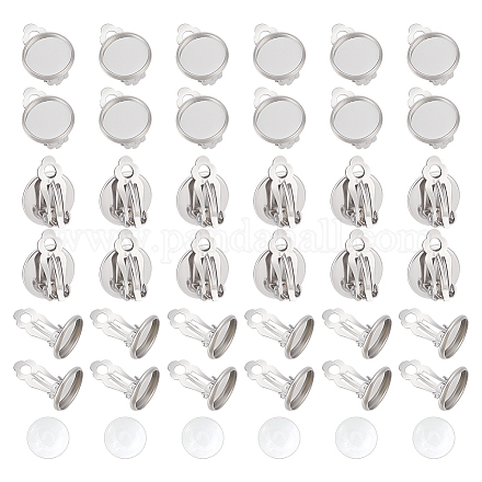 Unicraftale kit de fabrication de boucles d'oreilles rondes plates à dôme vierge STAS-UN0047-92-1