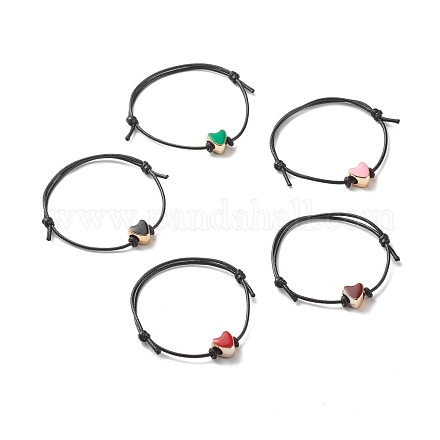 Bracelet cordon ajustable en perles d'émail acrylique coeur pour adolescente femme BJEW-JB07049-1