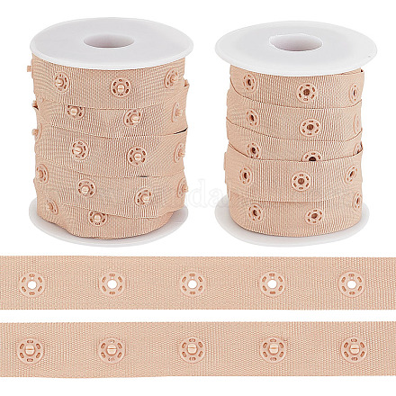 OLYCRAFT 10 Yards 2 Rolls Brown Sewing Snap Button Tape Trim 18mm Wide Press Button Tape Brown Polyester Button Tape Sewing Fastener Plastic Press Stud Ribbon Trim for Sewing DIY Crafts DIY-OC0011-28A-1