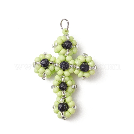 Подвески-кресты из стеклянного бисера PALLOY-MZ00642-01-1