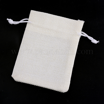 ポリエステル模造黄麻布包装袋巾着袋  乳白色  18x13cm X-ABAG-R005-18x13-21-1