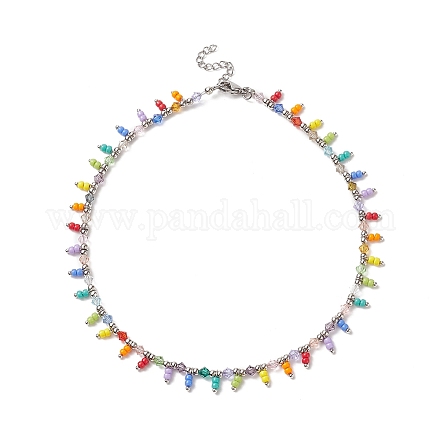 Halskette mit Anhänger aus Glassamenperlen für Damen NJEW-JN04189-1