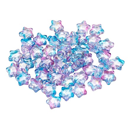 Spray Painted Transparent Glass Beads GLAA-FS0001-01A-1