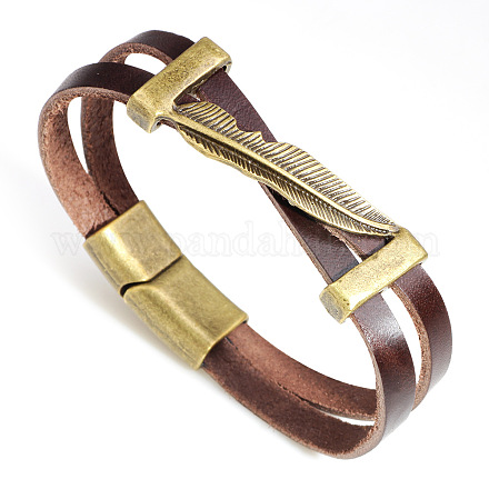 Bracelets de multi-brins en cuir BJEW-L616-14A-1