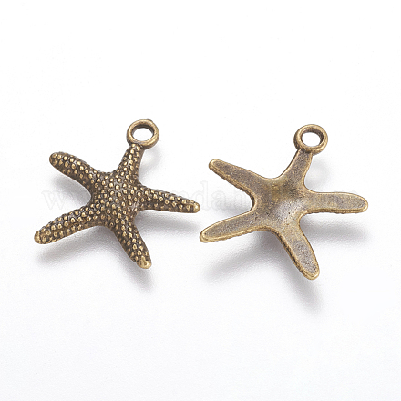 Antique Bronze Starfish/Sea Stars Tibetan Style Alloy Pendants X-TIBEP-EA306Y-AB-FF-1