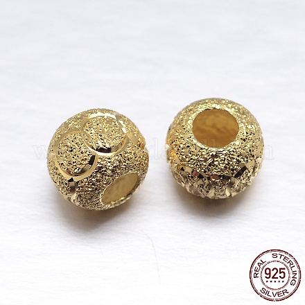 Echte 18 Karat vergoldete Unterlegscheibe mit 925 strukturierten Perlen aus Sterlingsilber STER-M101-02-8mm-1