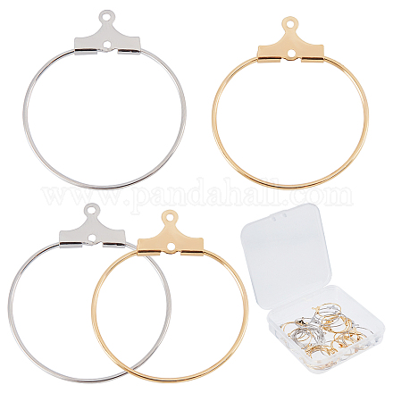 Beebeecraft 1Box 40Pcs 2 Color Hoop Earring Findings 18K Gold Plated Round Beading Hoops Earring Making Kit for Jewelry Making DIY Crafts KK-BBC0001-19-1