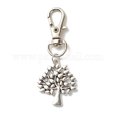Porte-clés en alliage de style tibétain arbre de vie X-HJEW-JM00560-02-1