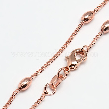 Brass Curb Chain Necklaces MAK-P003-36RG-1