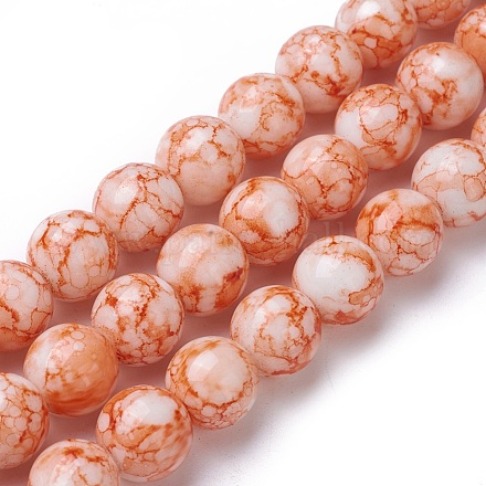 Chapelets de perles en verre peint par pulvérisation GLAA-F098-01C-07-1