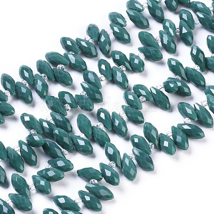 Imitation jade opaque couleur unie perles de verre brins EGLA-L020-NB-O13-1