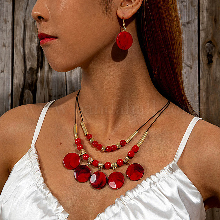 Плоские круглые акриловые подвески в стиле бохо с пластиковым кулоном ccb и серьги-подвески FS-WGA3A51-02-1