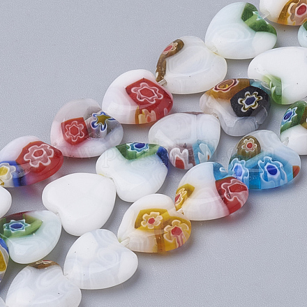 Chapelets de perles vernissées de millefiori manuelles LAMP-T005-26-1