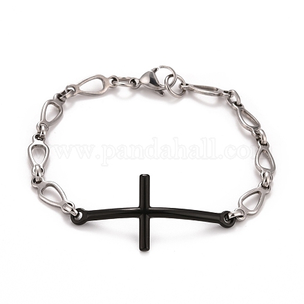 304 bracelet à maillons croisés en acier inoxydable avec chaînes en forme de larme pour homme femme STAS-E160-27EBP-1