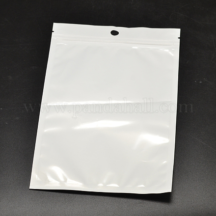 パールフィルムpvcジップロックバッグ  再封可能な包装袋  ハングホール付き  トップシール  セルフシールバッグ  長方形  ホワイト  12x7.5cm X-OPP-L001-02-7.5x12cm-1