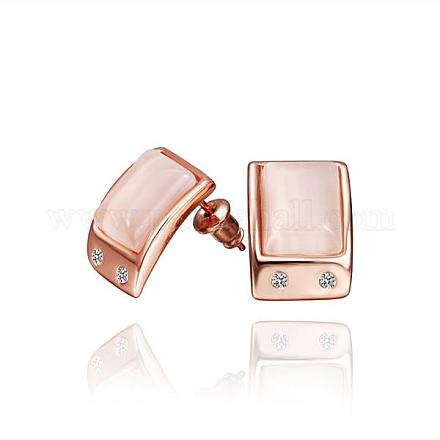 Rectangle Eco-Friendly Tin Alloy Czech Rhinestone Enamel Stud Earrings EJEW-BB13494-02-1