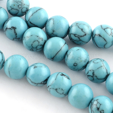 Synthetical Turquoise Gemstone Round Bead Strands TURQ-R035-6mm-03-1