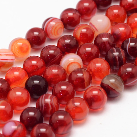 Chapelets de perles en agate rayée naturelle/agate à bandes X-G-K155-B-8mm-01-1