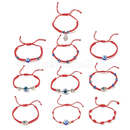 Ensemble de bracelets de perles tressées en résine mauvais œil de style 10pcs 10 BJEW-JB08339-1