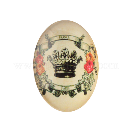 Kaiserkrone Thema Ornamente Dekorationen Glas oval Flatback Cabochon X-GGLA-A003-30x40-CC07-1