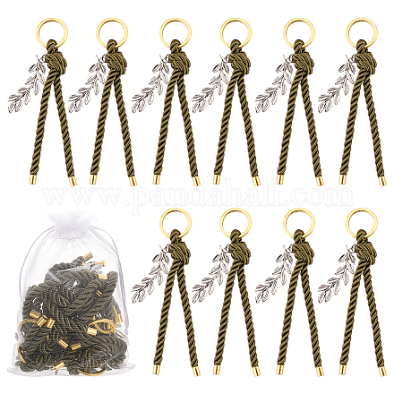 Porte-clés de baptême de première communion de cordon de polyester avec la branche d'olivier d'alliage pour le cadeau de faveurs de baptême KEYC-AB00032-1
