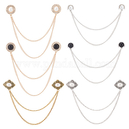 Gomakerer 6 pièces 6 styles chaînes suspendues en alliage épingles à collier pinces à cravate JEWB-GO0001-04-1