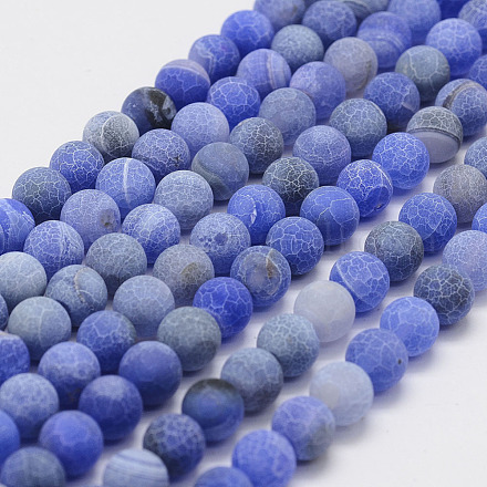 Frosted Natural Agate Beads Strands G-F367-8mm-01-1