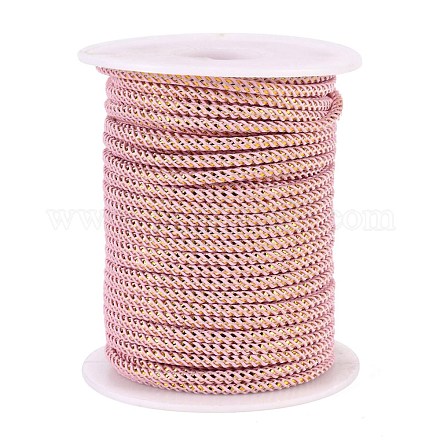丸文字列スレッドポリエステルコード  金ワイヤと  ピンク  2.5mm  約21.87ヤード（20m）/ロール OCOR-F012-A08-1