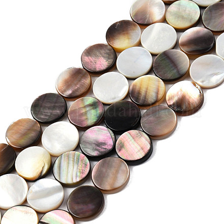 Naturel noir à lèvres shell perles brins SSHEL-N003-151C-1
