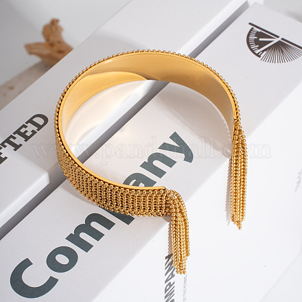 Браслеты-манжеты с бахромой из нержавеющей стали 304 для женщин в европейском и американском стиле OT8697-1-1