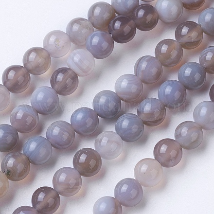 Chapelets de perles en agate rayée/agate à rangs de grade naturel G-E479-01-8mm-1