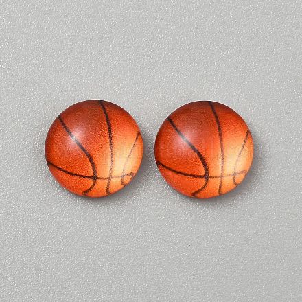 Стеклянные кабошоны на тему спортивного мяча GLAA-WH0042-51G-1
