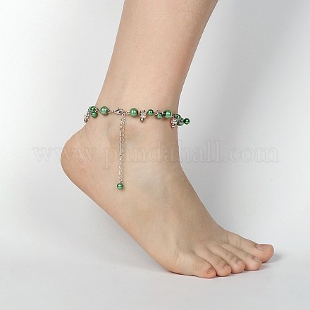 Glass Pearl Beads Anklets AJEW-AN00039-05-1