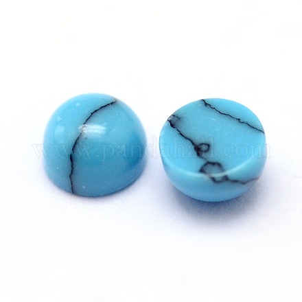 Dyed Synthetic Turquoise Half Round Dome Flat Back Cabochons X-G-L388A-01-1