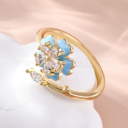 Латунные кольца-манжеты с микропаве и прозрачным цирконием для женщин RJEW-C118-09G-1