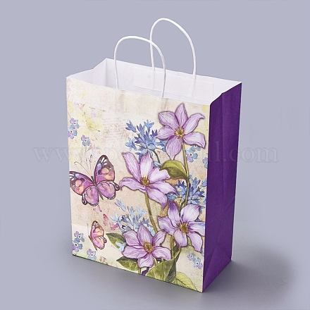 Butterfly Pattern Paper Gift Bags with Handles DIY-I030-03C-01-1