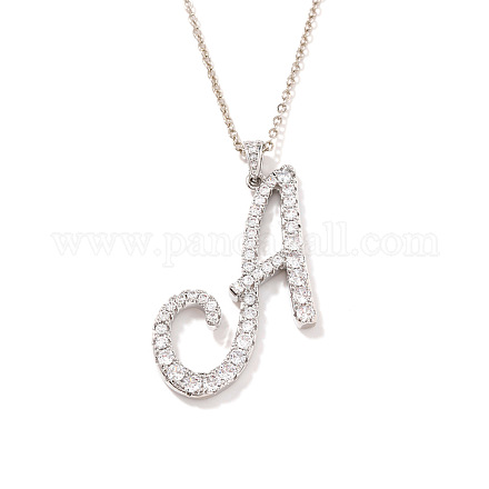 Элегантные модные латунные ожерелья с подвеской в виде алфавита из микропаве из прозрачных кубических цирконий OI8825-1-1