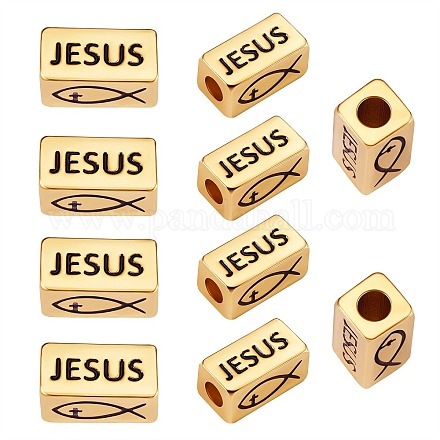 5 Uds. De cuentas de tubo de Jesús de latón para Pascua KK-SZ0005-13-1