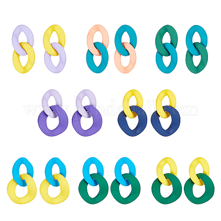 Anattasoul 8 paires 8 couleurs acrylique torsion ovale boucles d'oreilles pendantes pour femme EJEW-AN0004-07-1