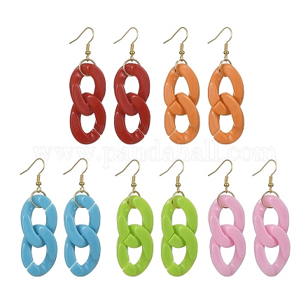 Boucles d'oreilles pendantes en forme de chaînes gourmettes en acrylique EJEW-JE05571-1