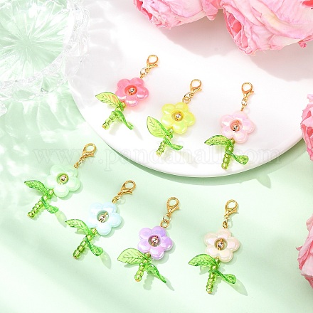 Цветочные акриловые подвесные украшения HJEW-JM04160-1