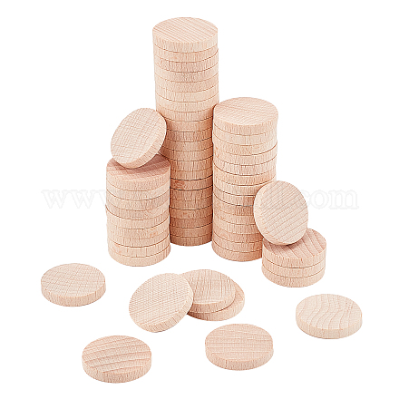 NBEADS 100 Pcs Wooden Round Pieces WOOD-NB0001-94-1