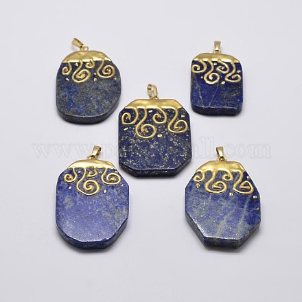 Lapis lazuli naturelles nuggets pendentifs de placage d'or G-P077-26-1