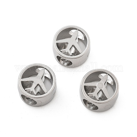 Полые европейские бусины из нержавеющей стали 304 STAS-M112-01P-1