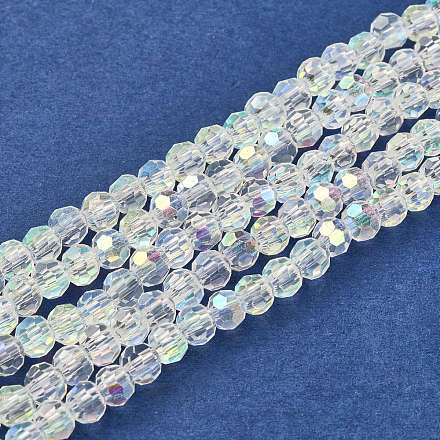 Faceted(32 Facets) Glass Beads Strands Round X-GF4mmC28-AB-1