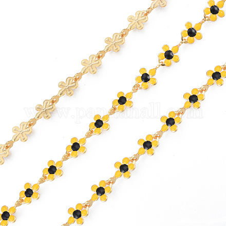 Handmade Brass Enamel Plum Blossom Link Chains CHC-N021-08-1