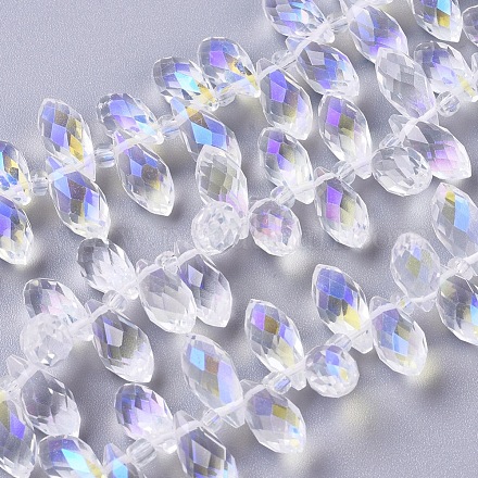 Electroplate Glass Faceted Teardrop Beads Strands X-EGLA-D014-38-1