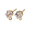 Brass Micro Pave Cubic Zirconia Stud Earring Findings, with Loop, Long-Lasting Plated, Nickel Free, Real 18K Gold Plated, Flat Round, 7x5.5mm, Hole: 0.9mm