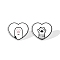 Acrylic Heart with Footprint Stud Earrings for Women, White, 15mm