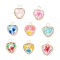 Handmade Glass Enamel Pendants, Heart, with Copper Wire, Golden, 20~21x15.5~16.5x8~9.5mm, Hole: 3.5~4mm